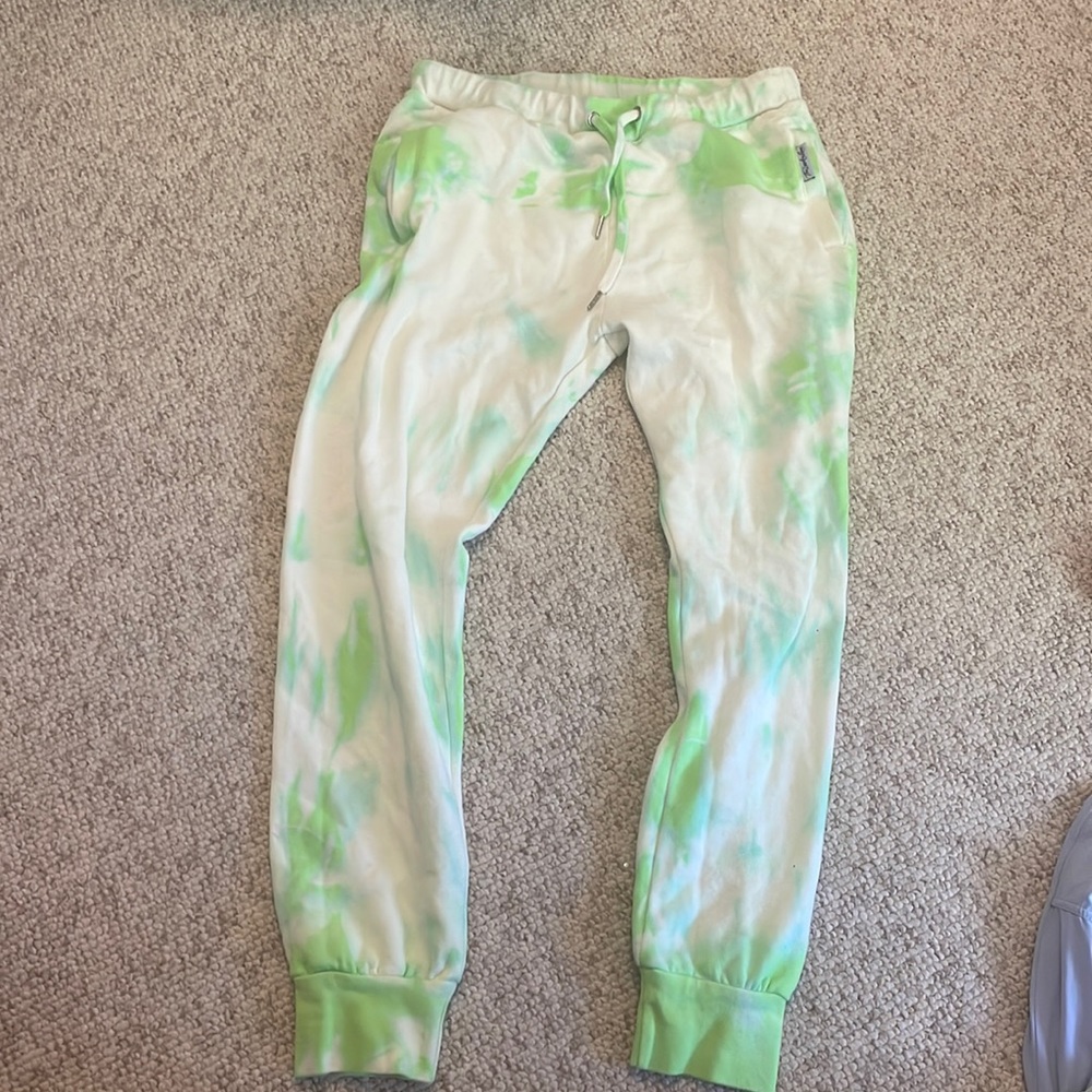 Green tie dye joggers